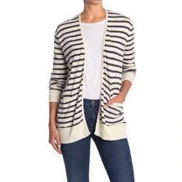 Madewell Navy and Cream Striped Open Front Cardigan Size XXS - Picture 6 of 6